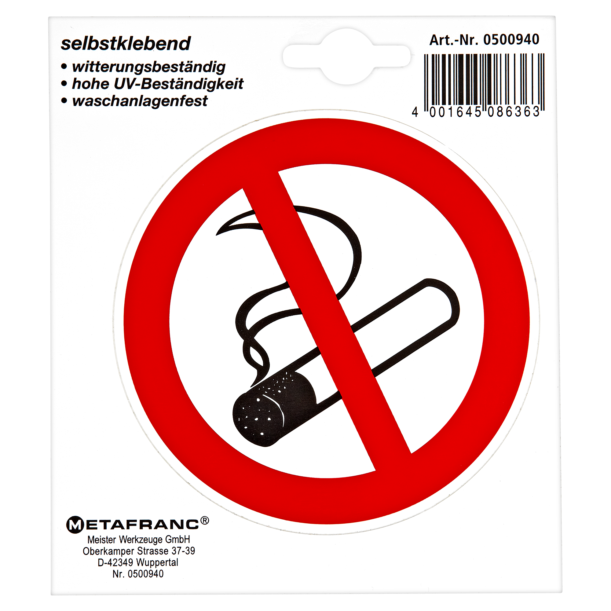 Schild "Rauchen verboten" Ø 97 mm