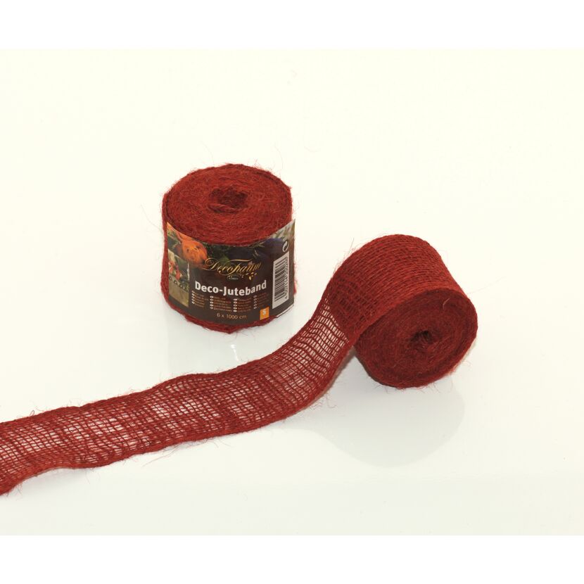 Rotes Juteband, 6 cm breit und 10 m lang