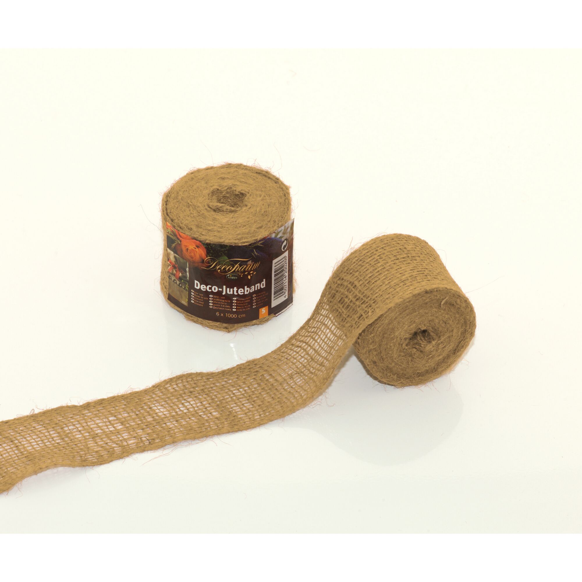 Juteband, Dekoband auf weißem Hintergrund