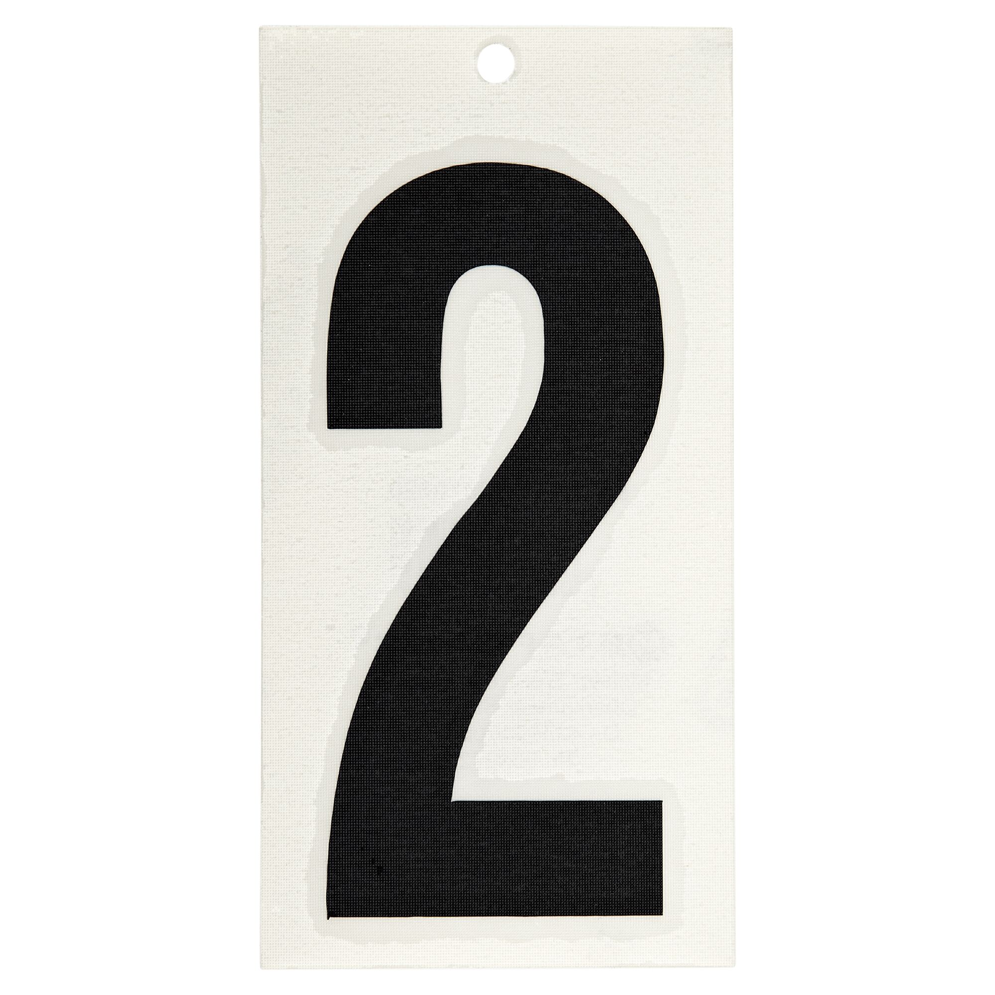 Schwarze Klebeziffer 2 auf weißem Hintergrund