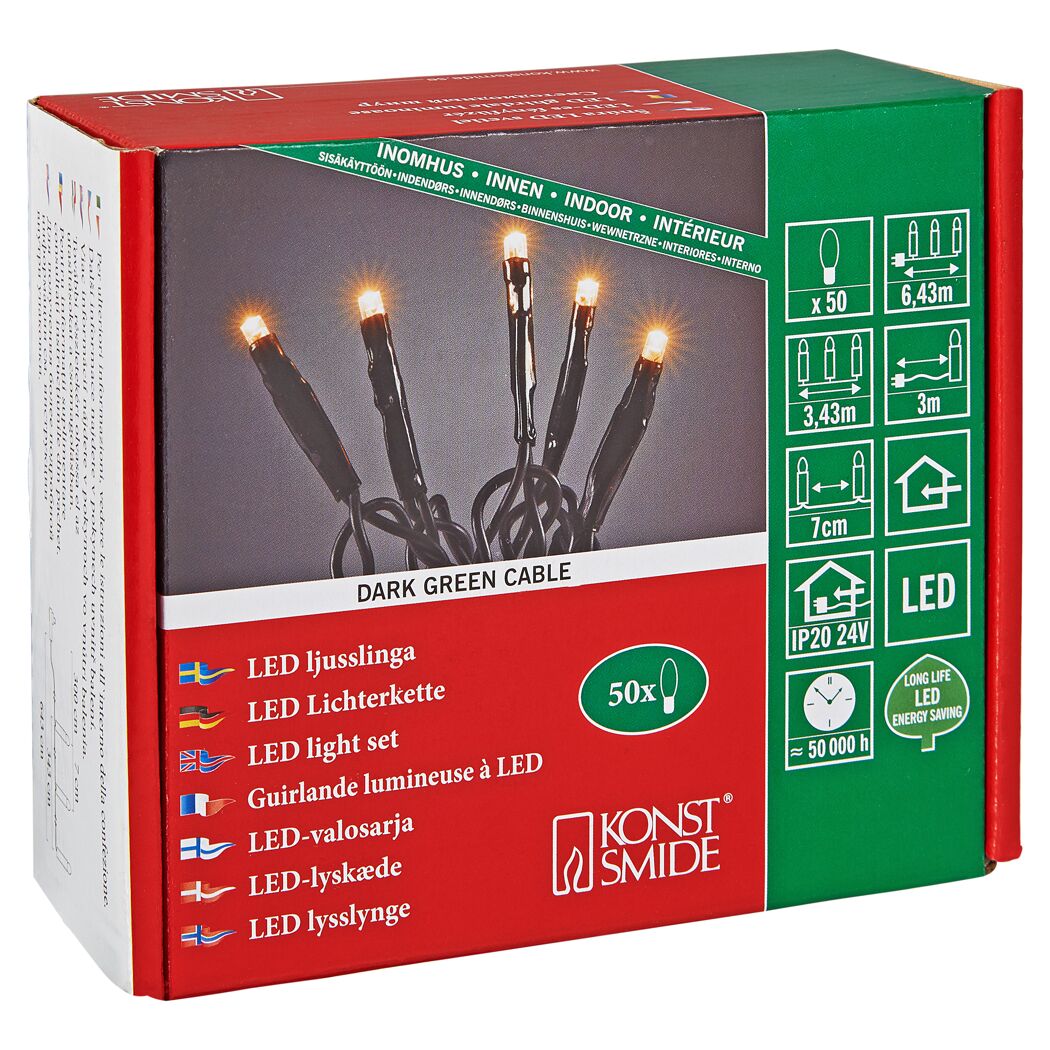 Micro-LED-Lichterkette 50 LEDs bernstein 343 cm
