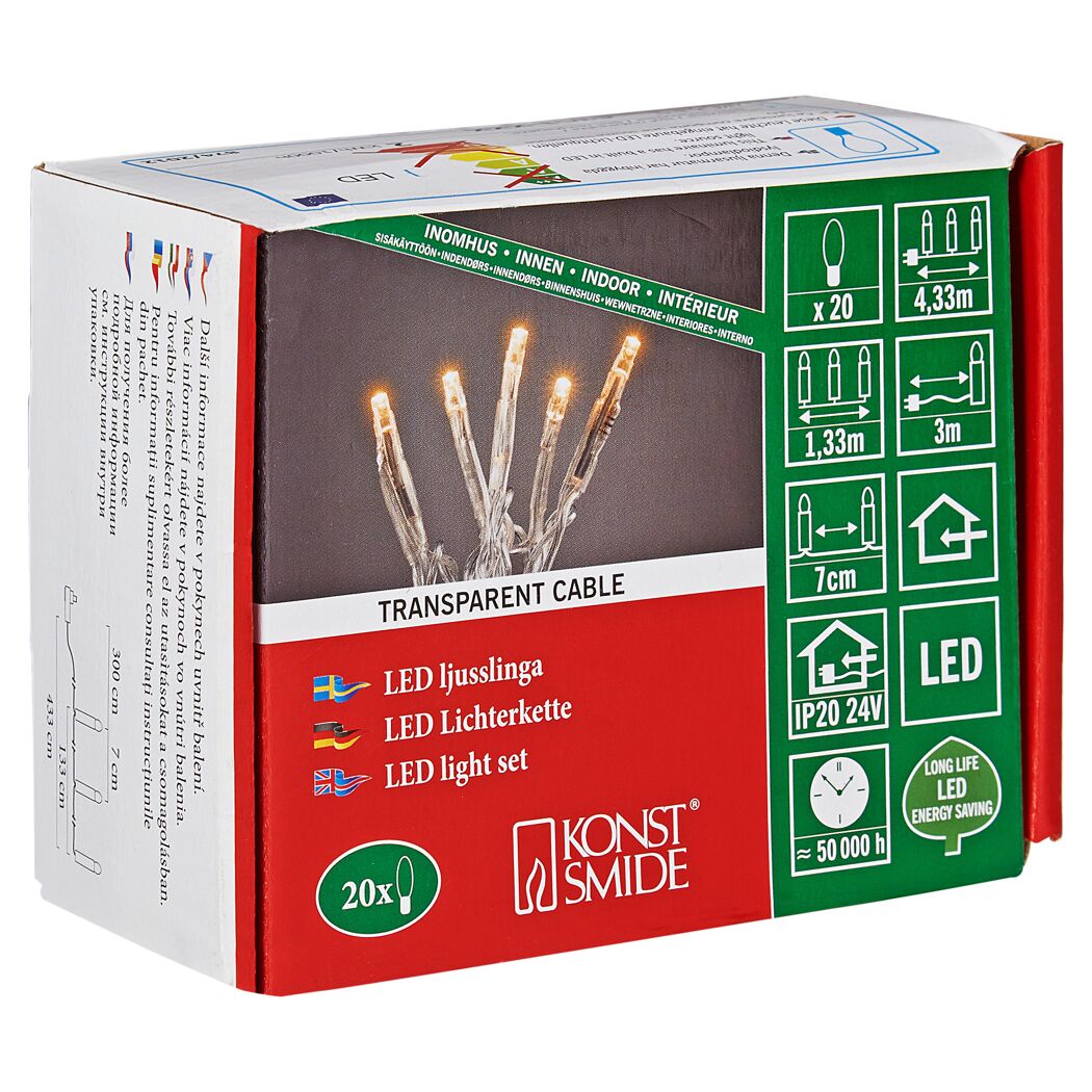 Micro-LED-Lichterkette 20 LEDs bernstein 133 cm