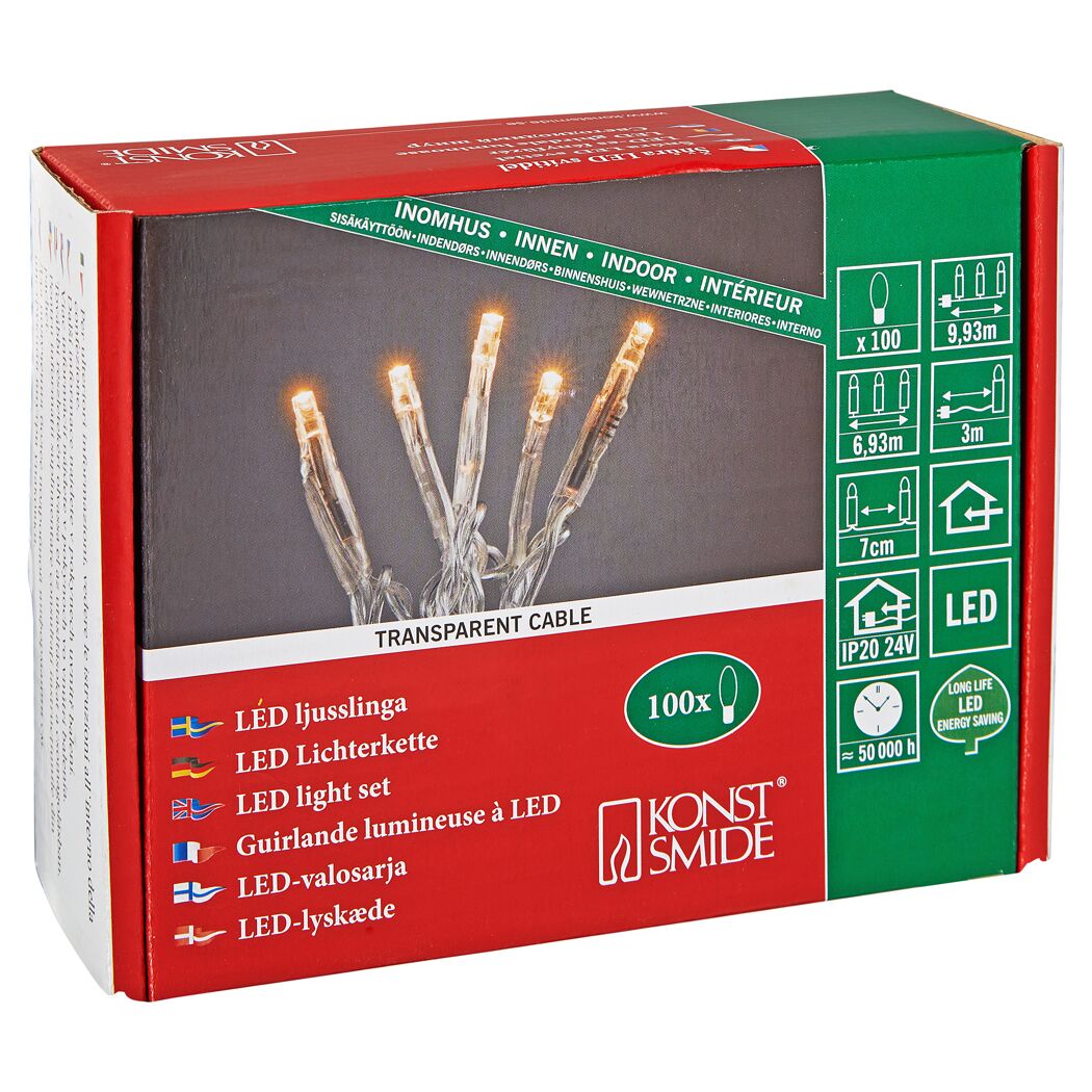 LED Lichterkette, 100er, transparent