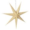Weißer hängender Papierstern mit goldenem Schneeflockenmuster