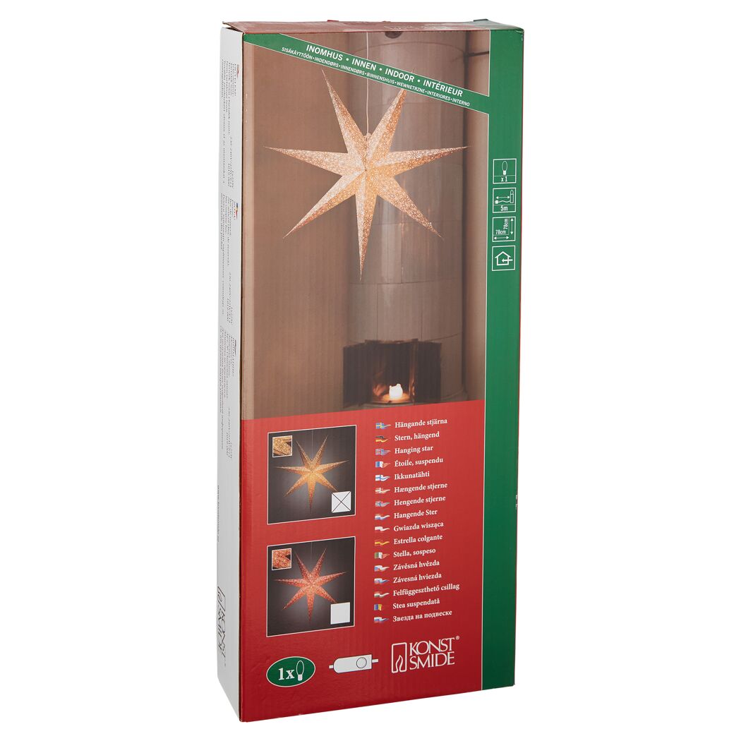 Weißer Papierstern beleuchtet
