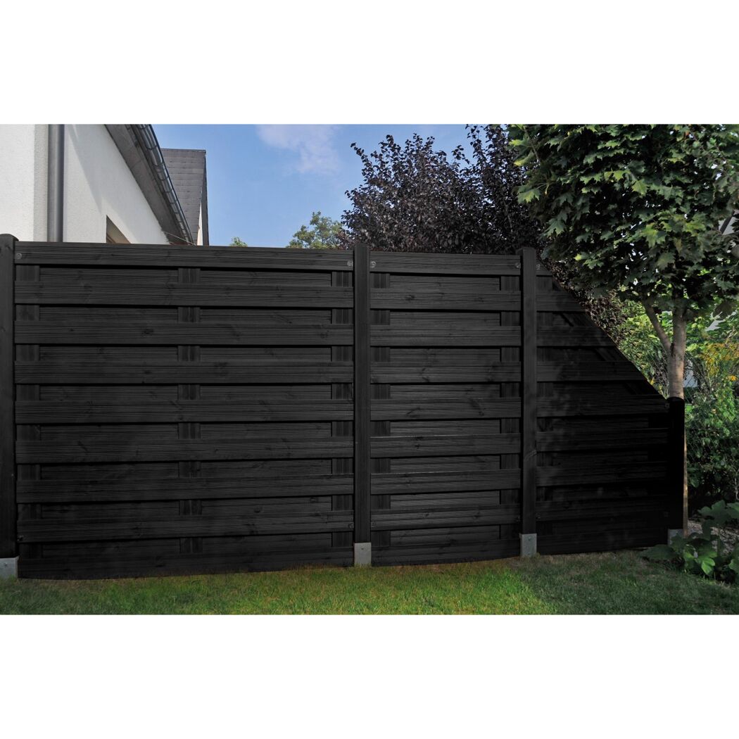 Schwarzer Gartenzaun aus Holz