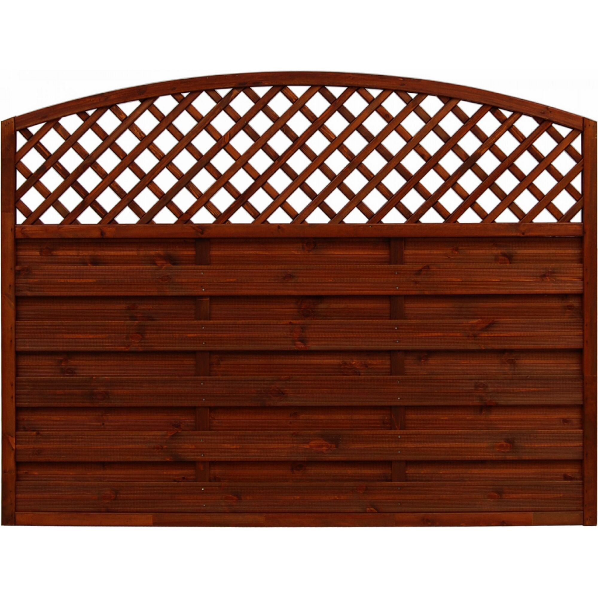 Brauner Vorgartenzaun mit Bogen und Gitter
