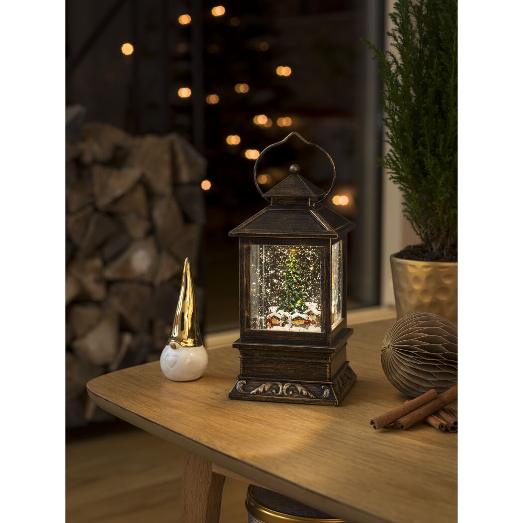 LED-Wasserlaterne 'Weihnachtsmarkt' 1 LED warmweiß 10,5 x 22 cm