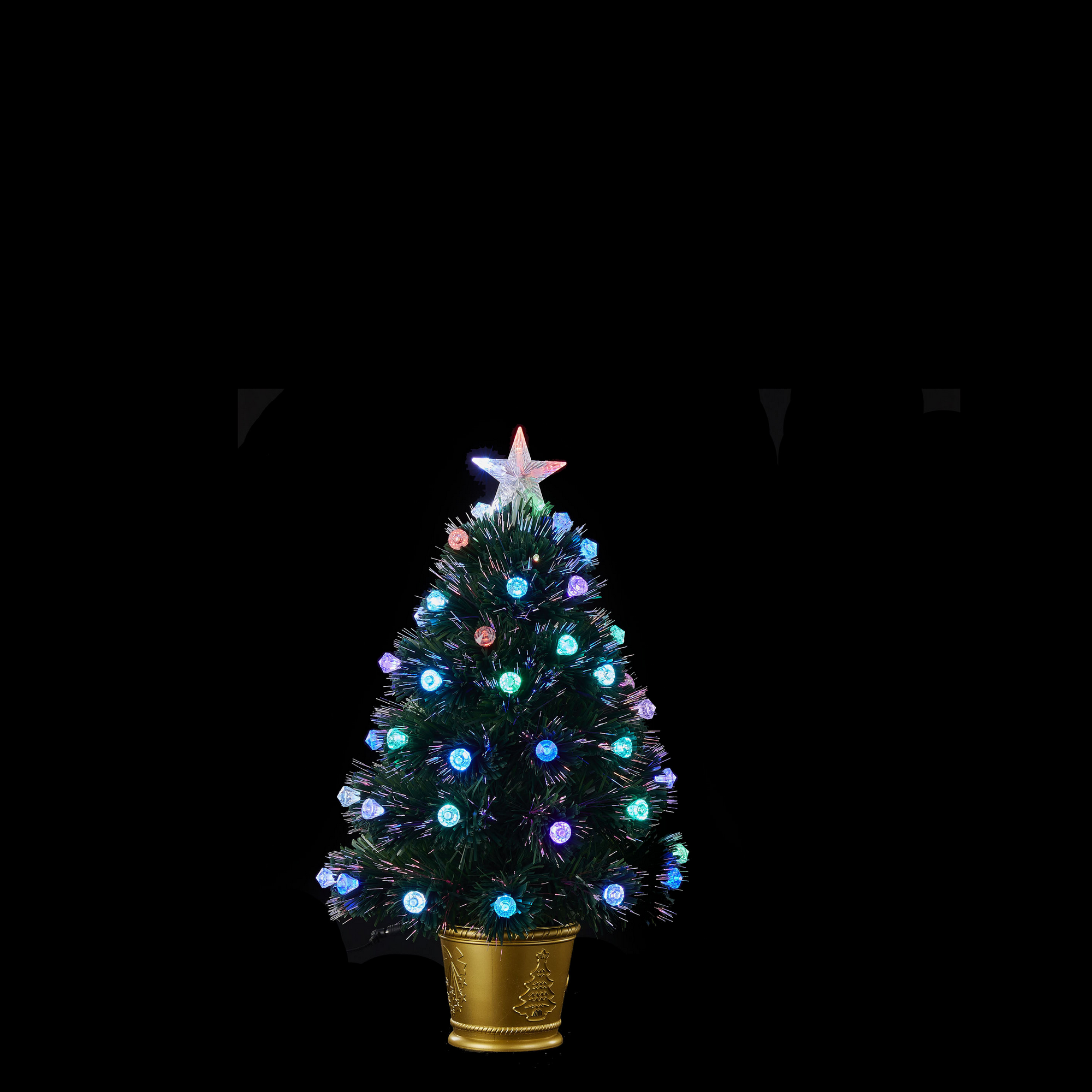 Weihnachtsbaum in Glasfaser 60 cm, mit LED-Beleuchtung + product picture