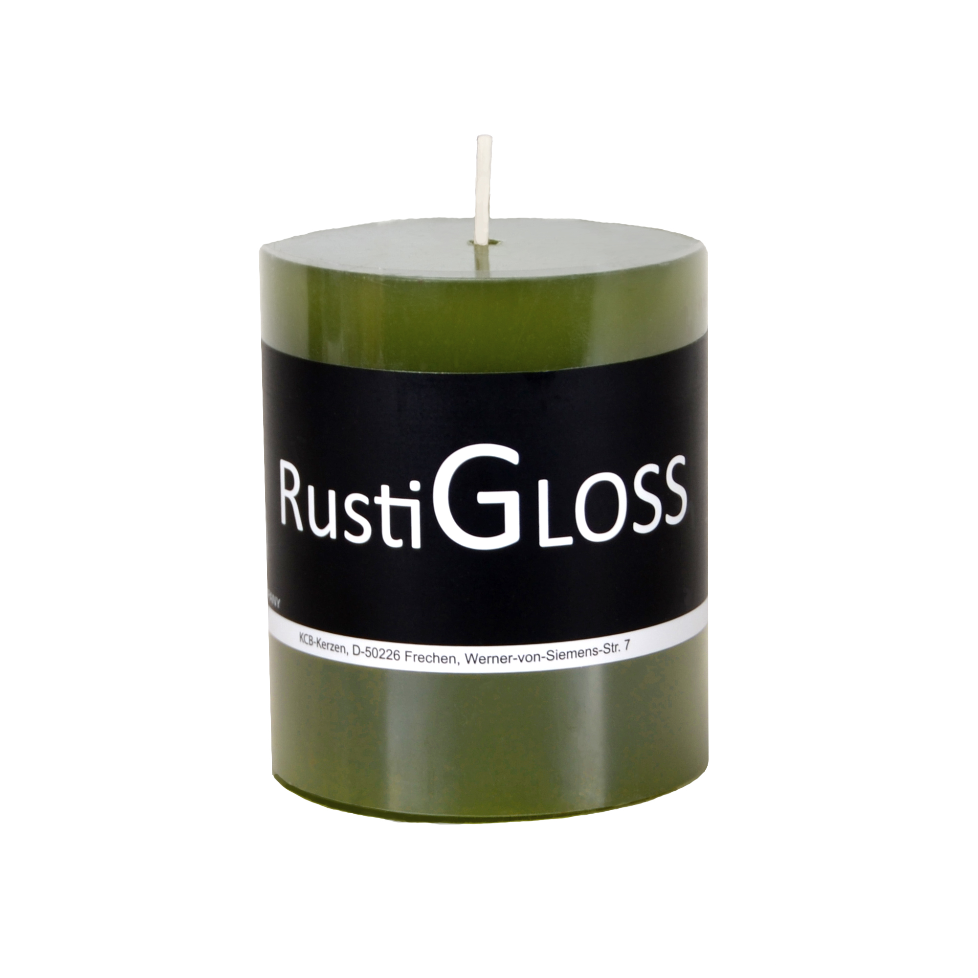 Stumpenkerze 'Rusti Gloss' oliv Ø 6,6 x 8 cm + product picture