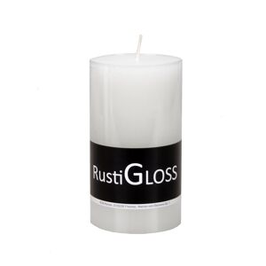 Stumpenkerze 'Rusti Gloss' weiss Ø 6,6 x 12 cm