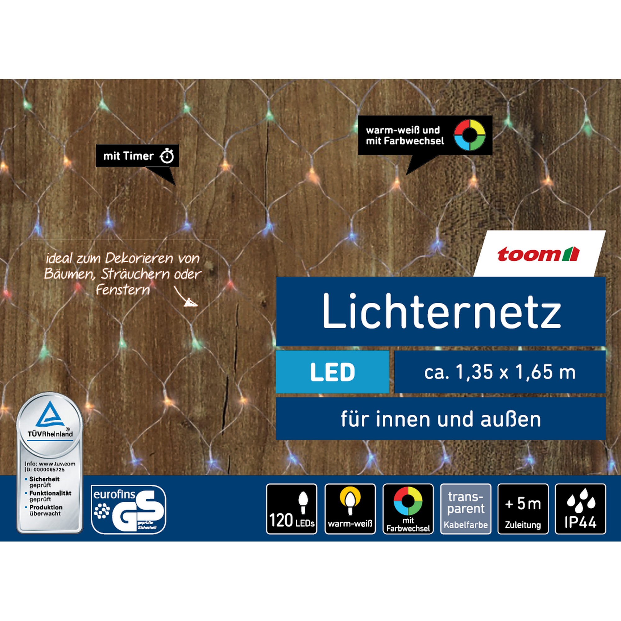 LED-Lichternetz 120 LEDs warmweiß/bunt 135 x 165 cm + product picture