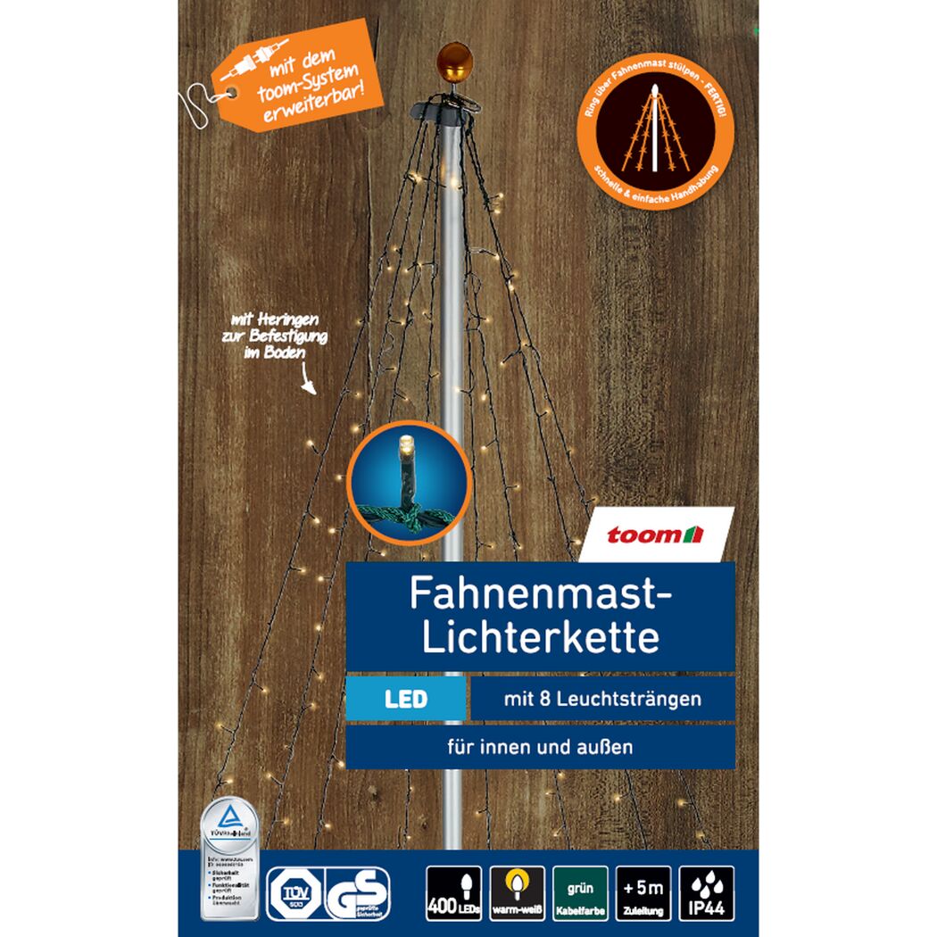 Fahnenmast-Lichterkette mit 400 LEDs