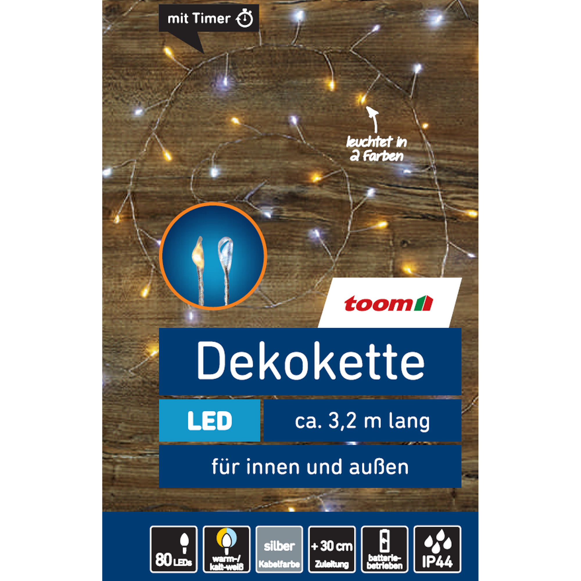 LED-Lichterkette 80 LEDs kaltweiß/warmweiß 320 cm + product picture