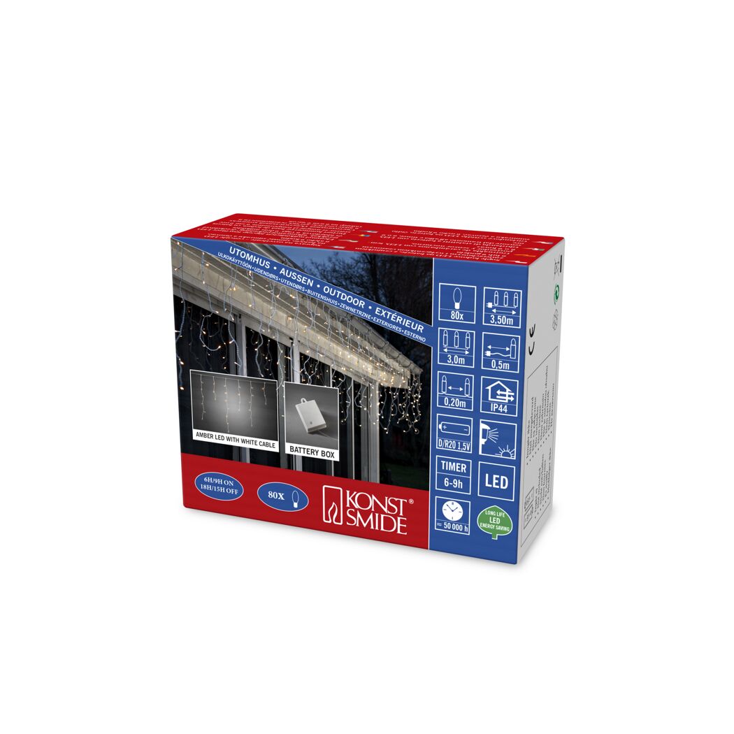 Konstsmide LED Eisregenvorhang 80 bernsteinfarben