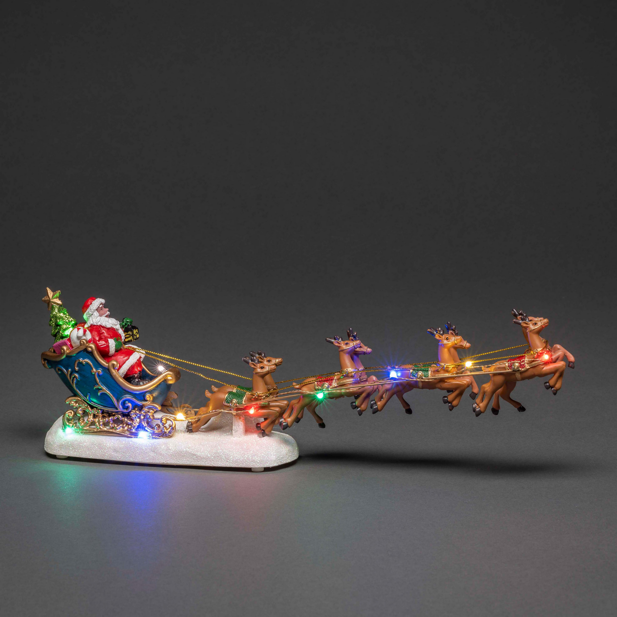 LED-Szenerie 'Weihnachtsmann im Schlitten' 10 LEDs bunt 35,5 x 14 cm + product picture