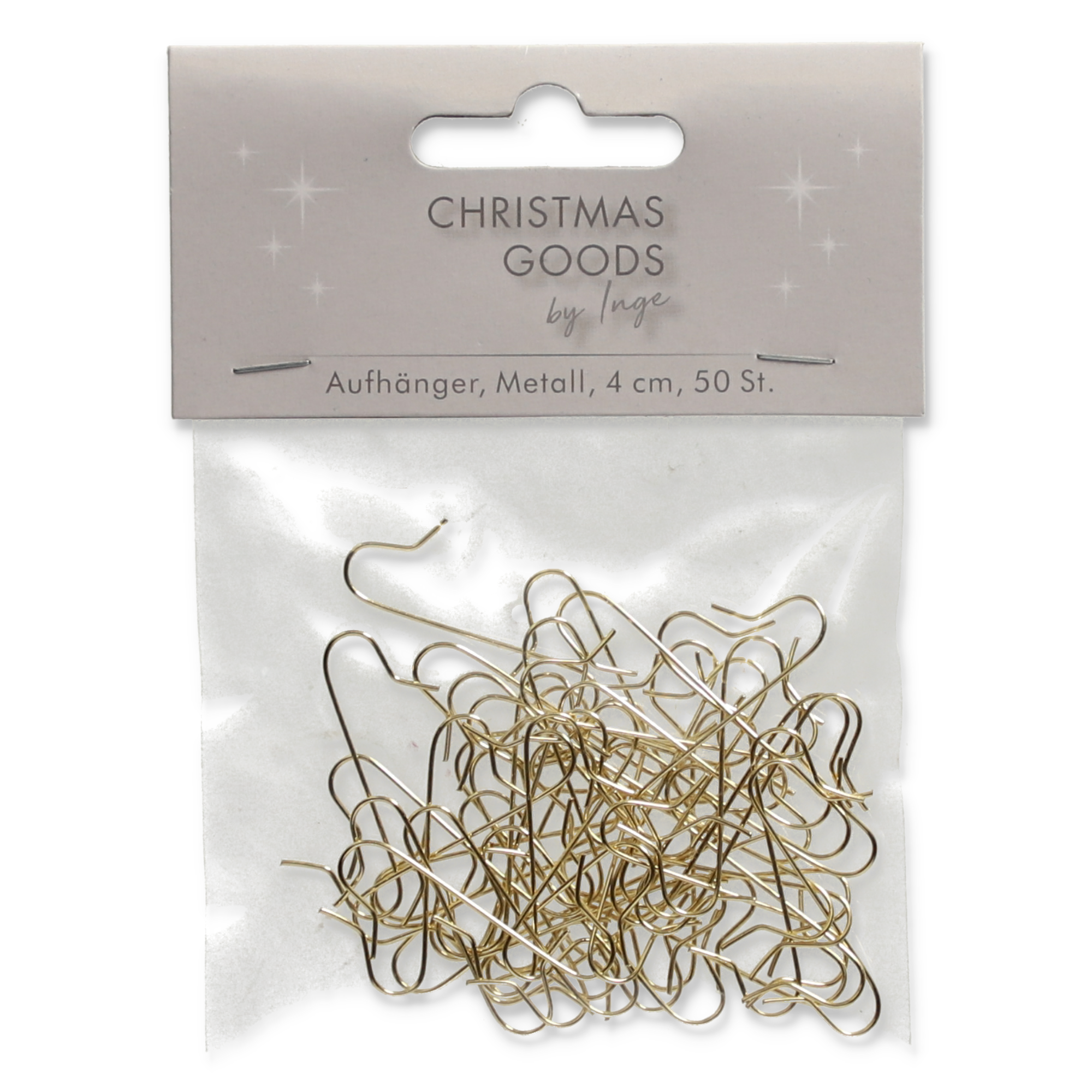 Aufhänger für Christbaumschmuck gold 4 cm, 50 Stück