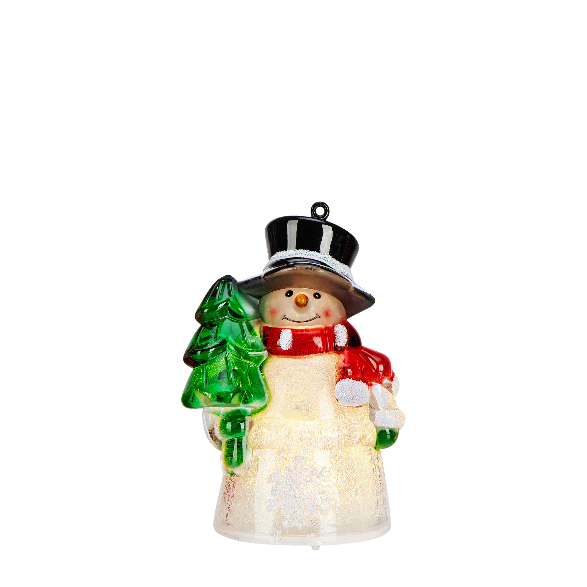 LED-Acrylfigur 'Sigge' Schneemann mit Weihnachtsbaum weiß 9 cm + product picture