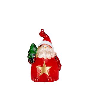 LED-Acrylfigur 'Sigge' Santa mit Weihnachtsbaum rot 9 cm