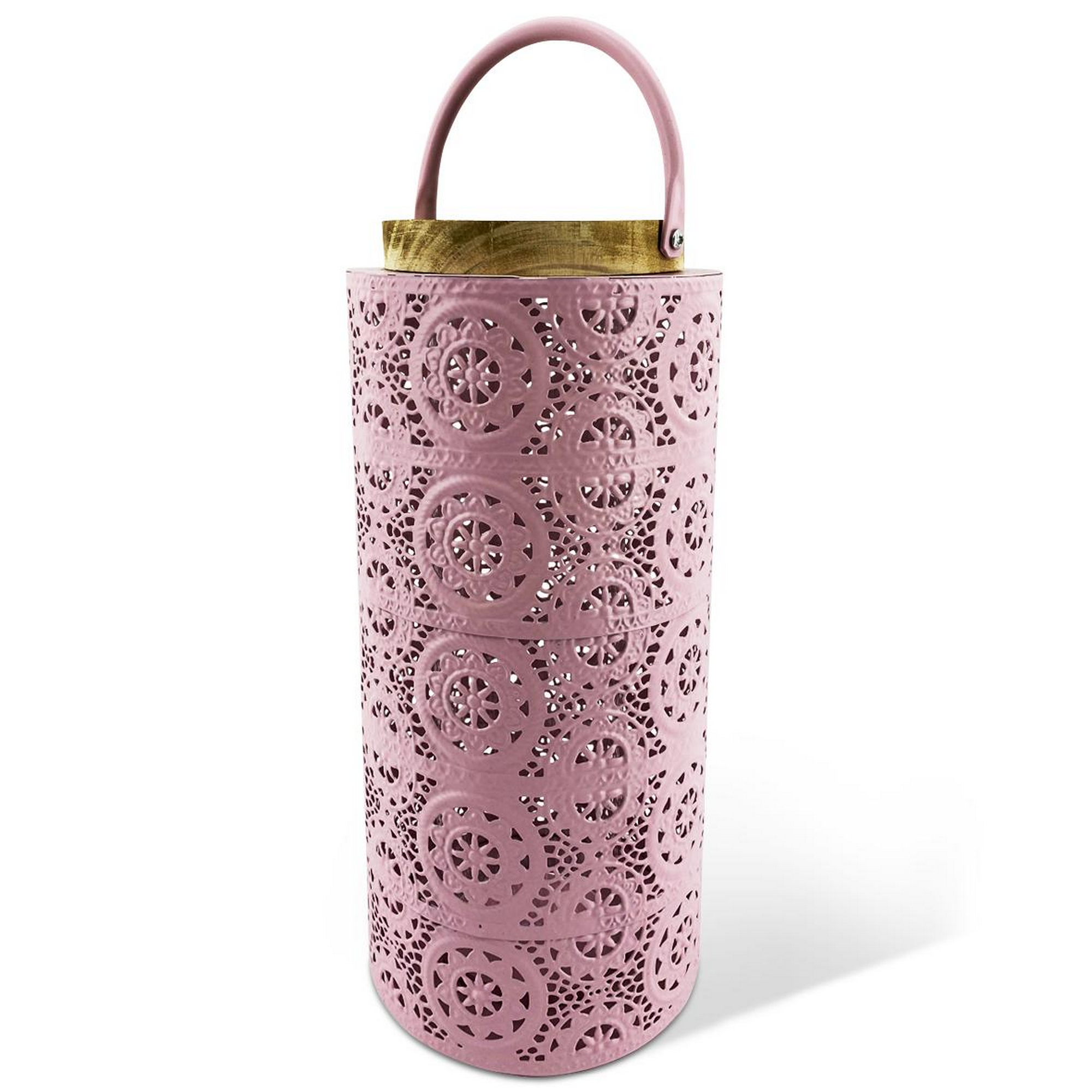 Laterne, florale Spitze, rosa, 36 cm + product picture