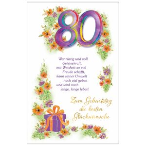 Grußkarte Geburtstag '80 Blumenranke'