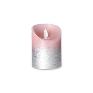 LED-Echtwachskerze rosa/silbern Ø 7,5 x 10 cm