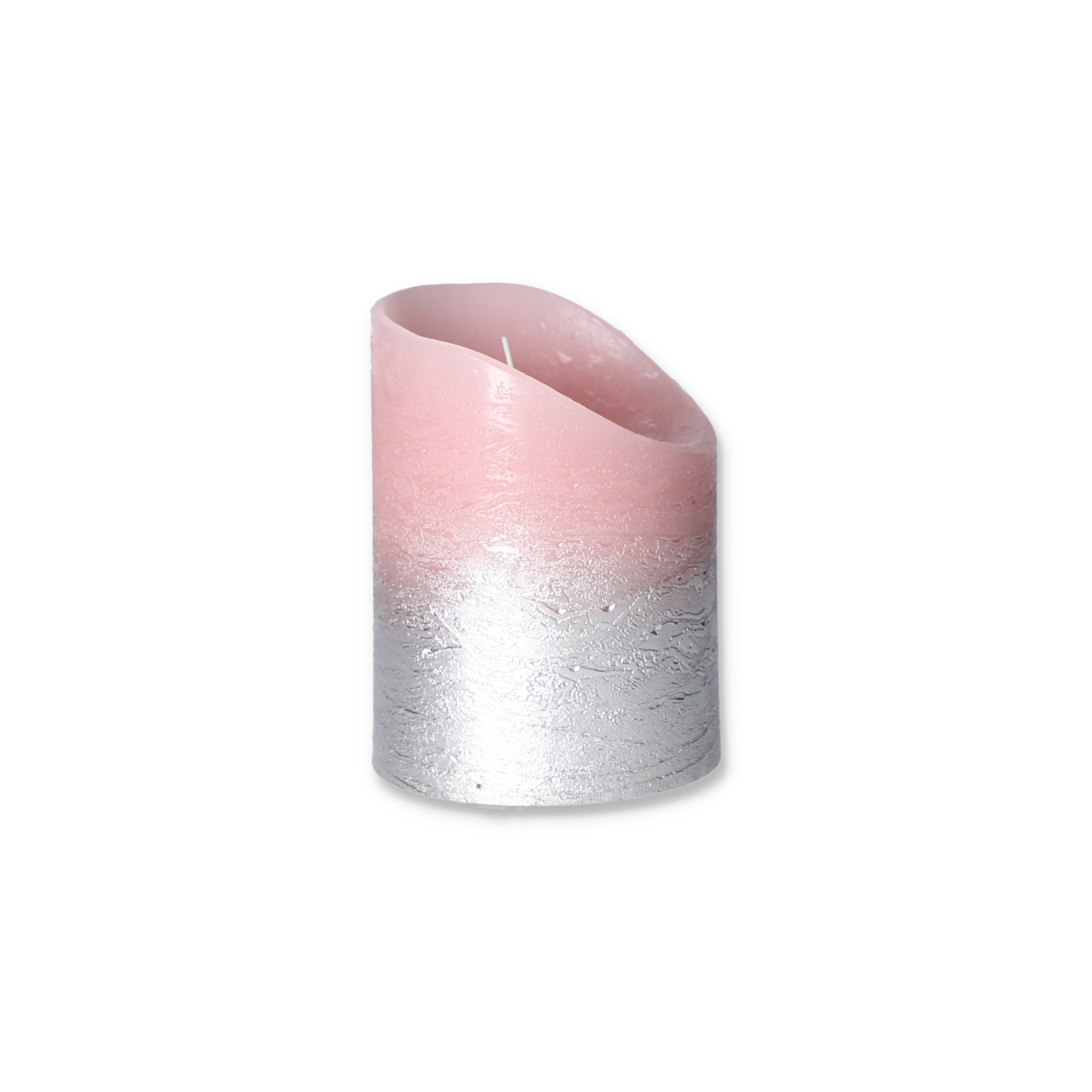 LED-Echtwachskerze rosa/silbern Ø 7,5 x 10 cm + product picture