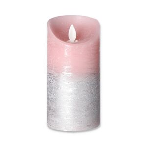 LED-Echtwachskerze rosa/silbern Ø 7 x 15 cm