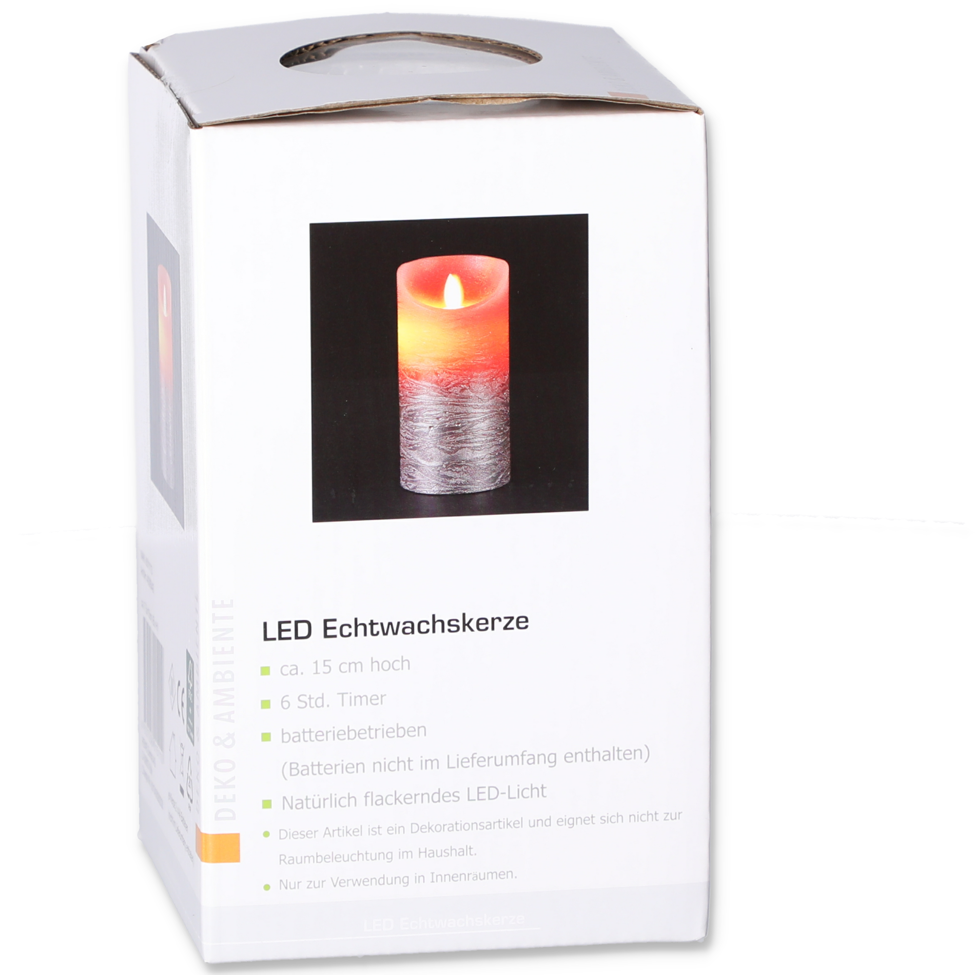 LED-Echtwachskerze rosa/silbern Ø 7 x 15 cm + product picture