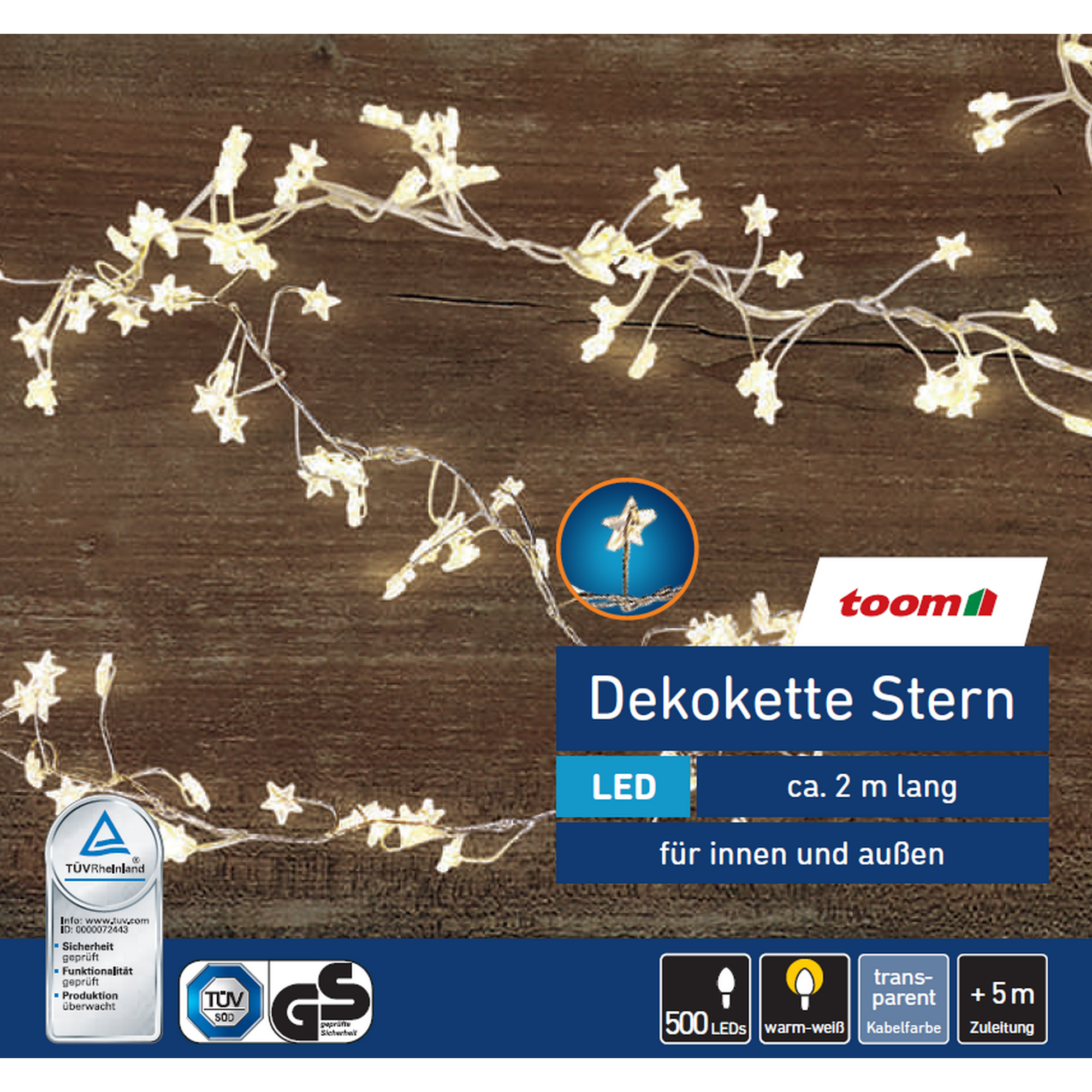 LED-Deko-Lichterkette 'Stern' 500 LEDs warmweiß 200 cm + product picture