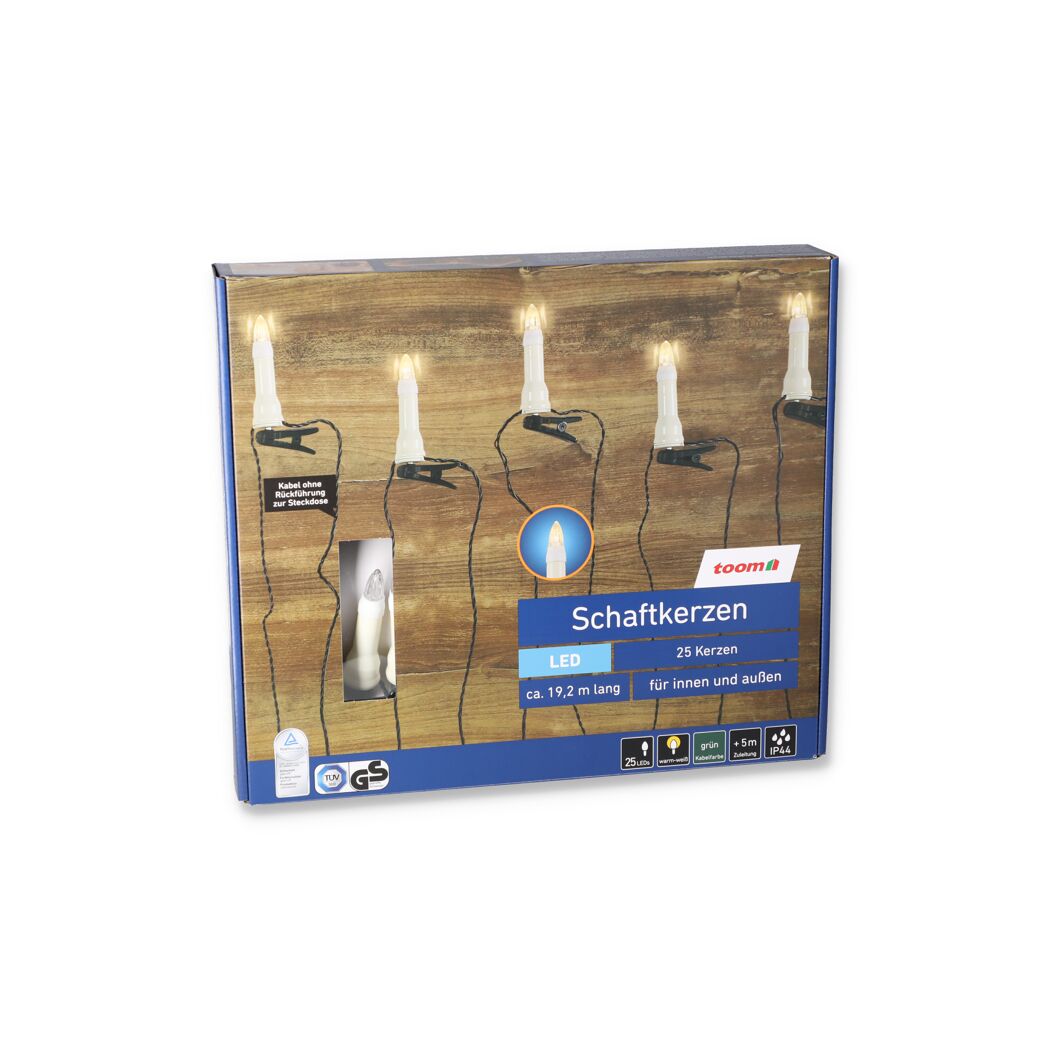 LED-Schaftkerzen 25 LEDs warmweiß 1920 cm