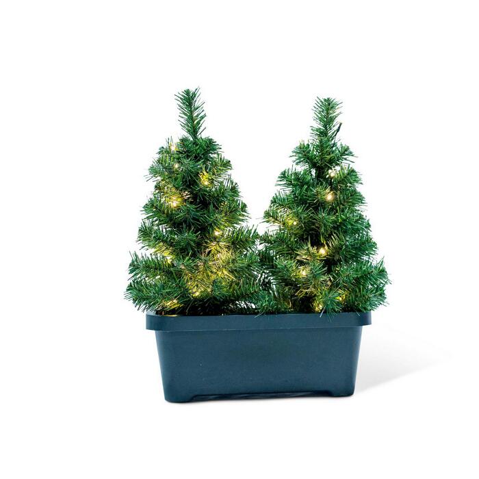 Künstliche Weihnachtsbäume im Kasten grün 50 cm, 2erSet