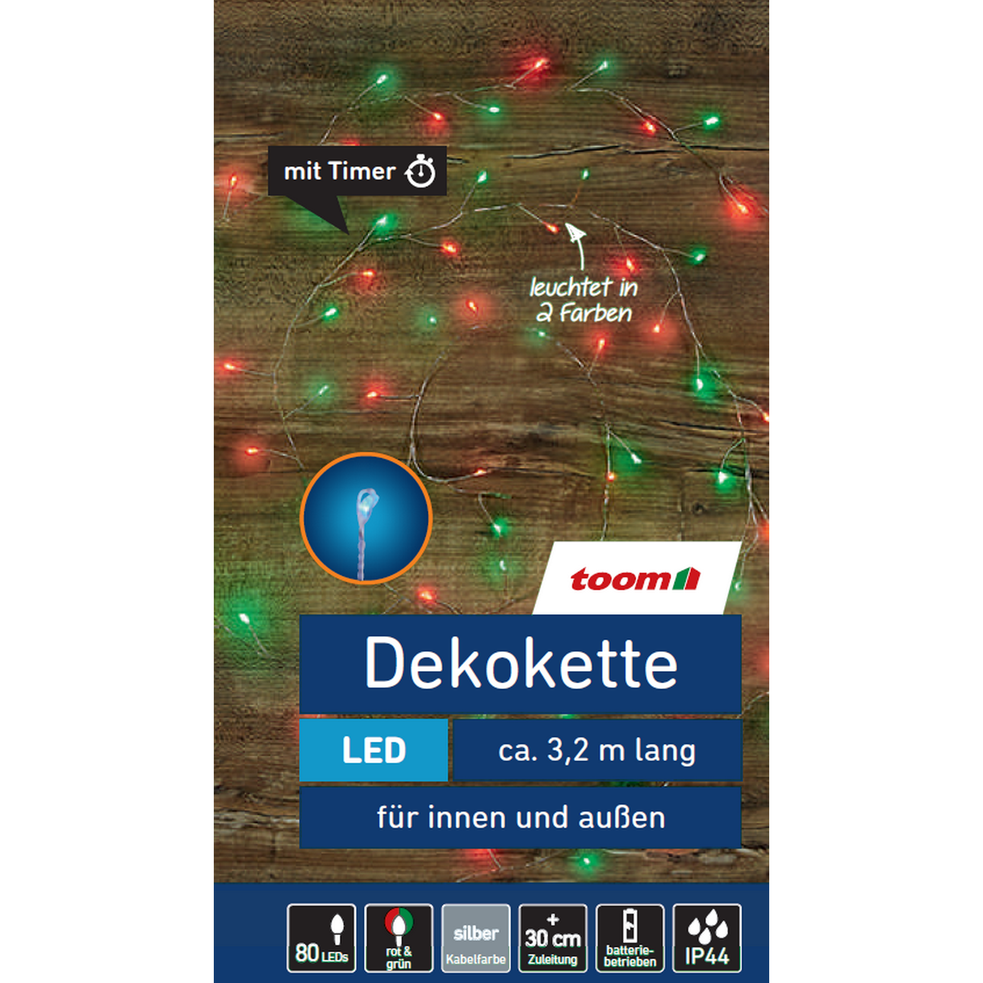 LED-Lichterkette 80 LEDs rot/grün 320 cm + product picture