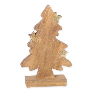 Dekofigur Tanne Mangoholz braun/gold 20 x 30 x 6 cm