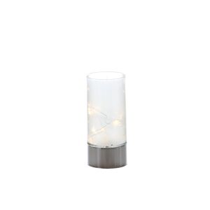 LED-Dekoglas mit Lichterkette 'Cara' weiß/silber Ø 9 x 20 cm