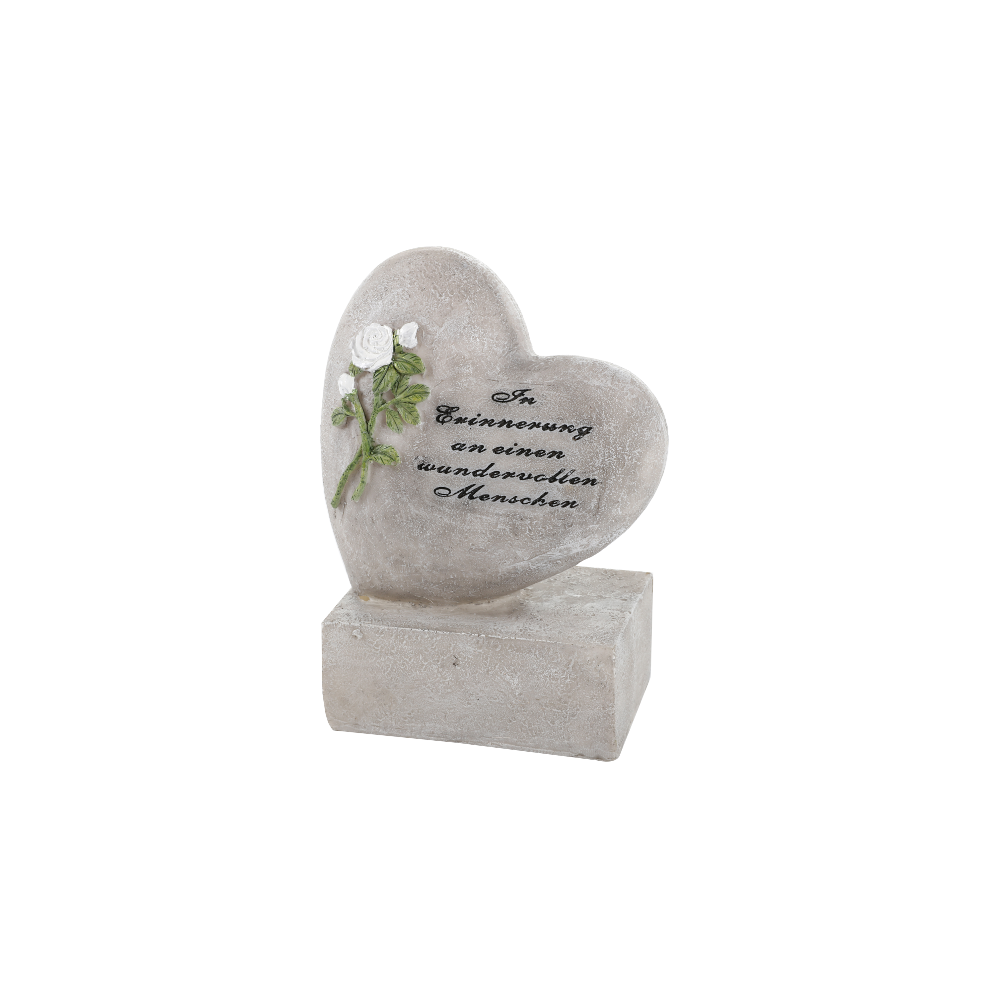 Grab-Gedenkstein 'Amino' Herz mit Blumen und Aufschrift + product picture