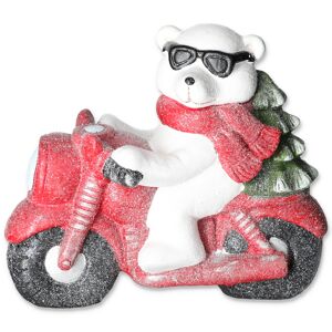 Weihnachtsfigur 'Eisbär mit Roller' mehrfarbig 33 cm