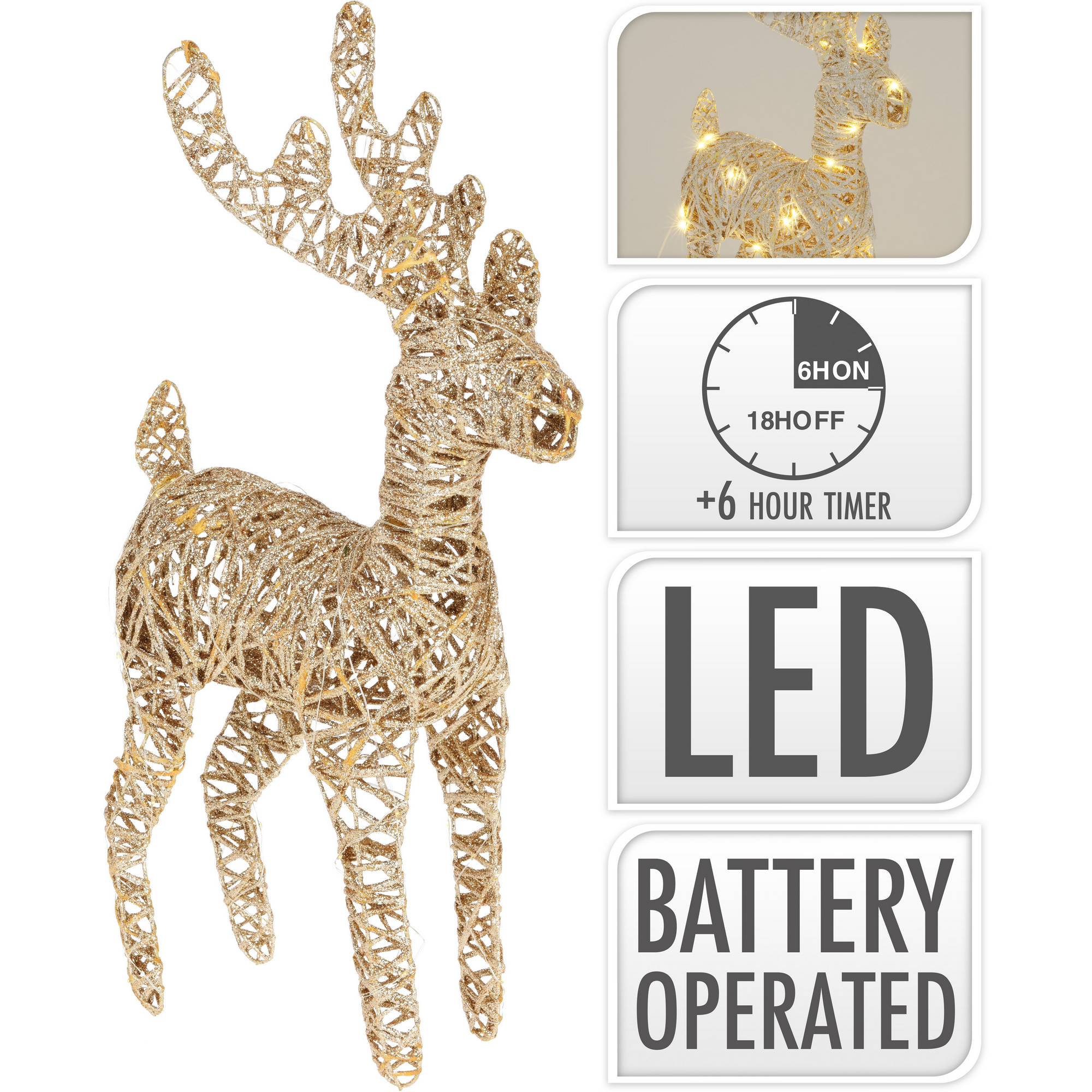LED-Dekofigur 'Rentier' warmweiß 50 LEDs 45 cm + product picture