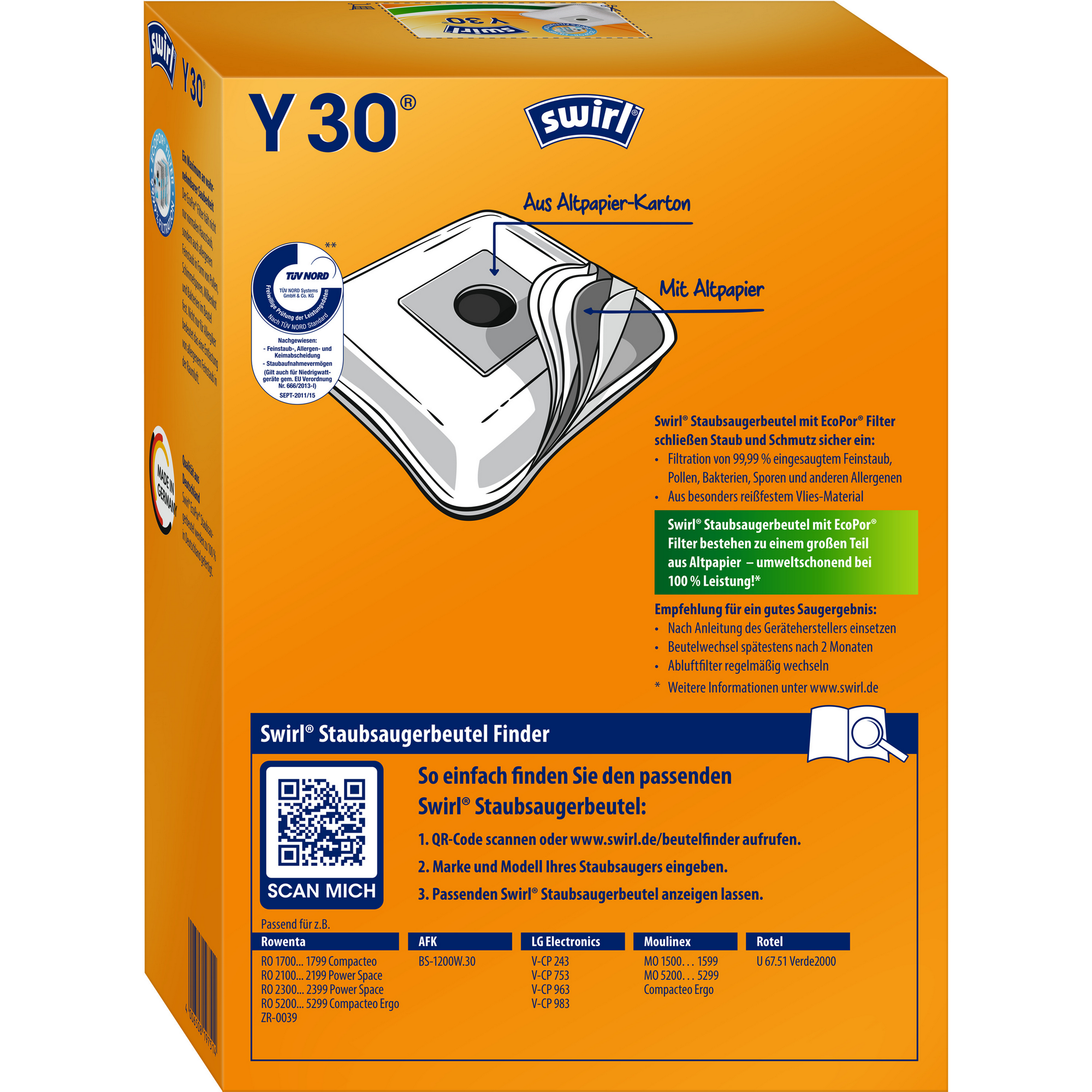 Staubsaugerbeutel Y30 mit Filter 4 Stück