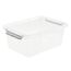 Leere transparente Aufbewahrungsbox mit Griffen