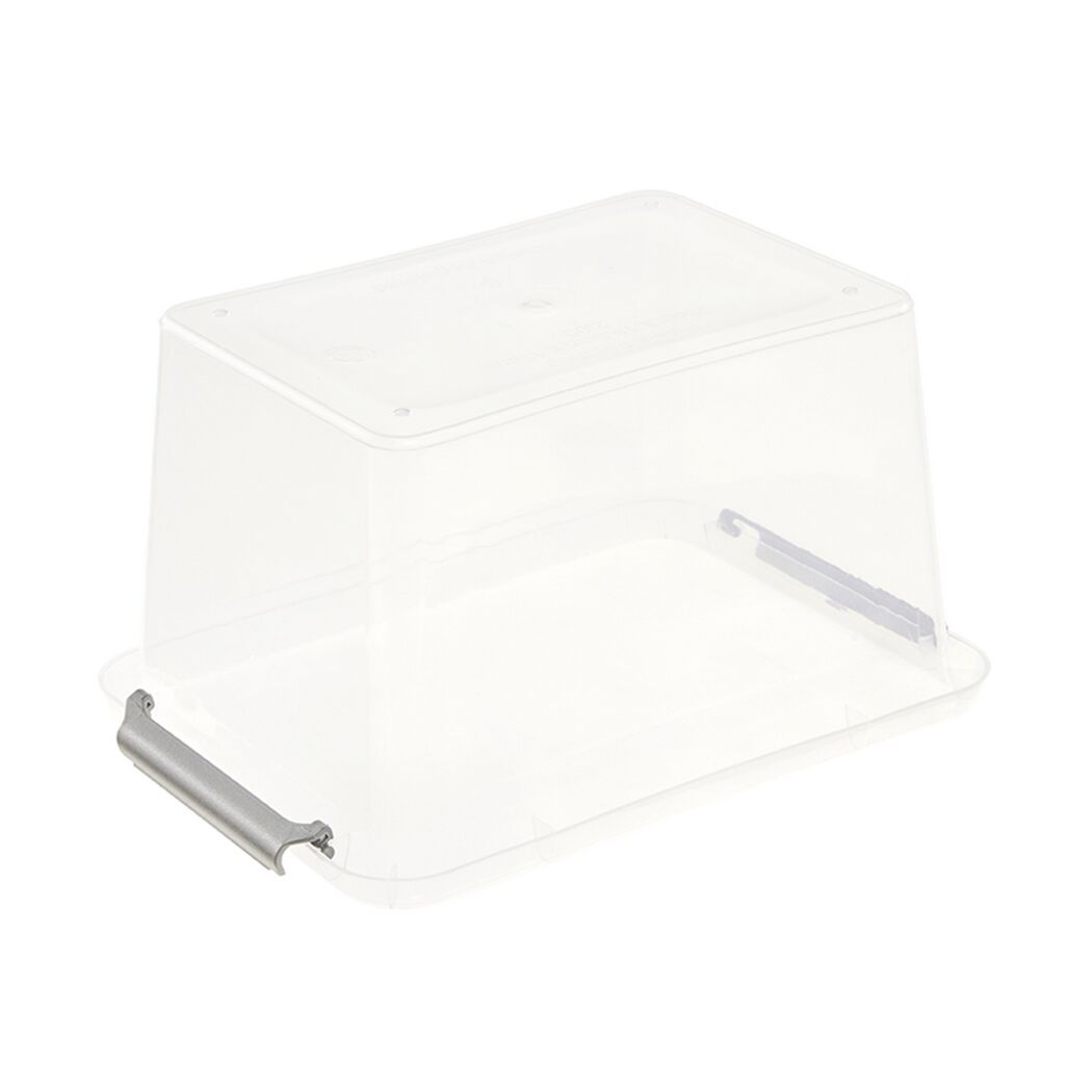Transparente Aufbewahrungsbox "Lara" mit Deckel und silbernem Griff
