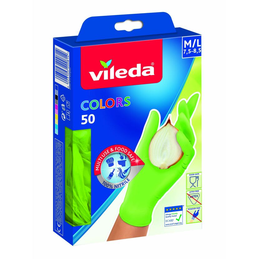 Vileda Colors Einmalhandschuhe, Größe M/L, 50 Stück