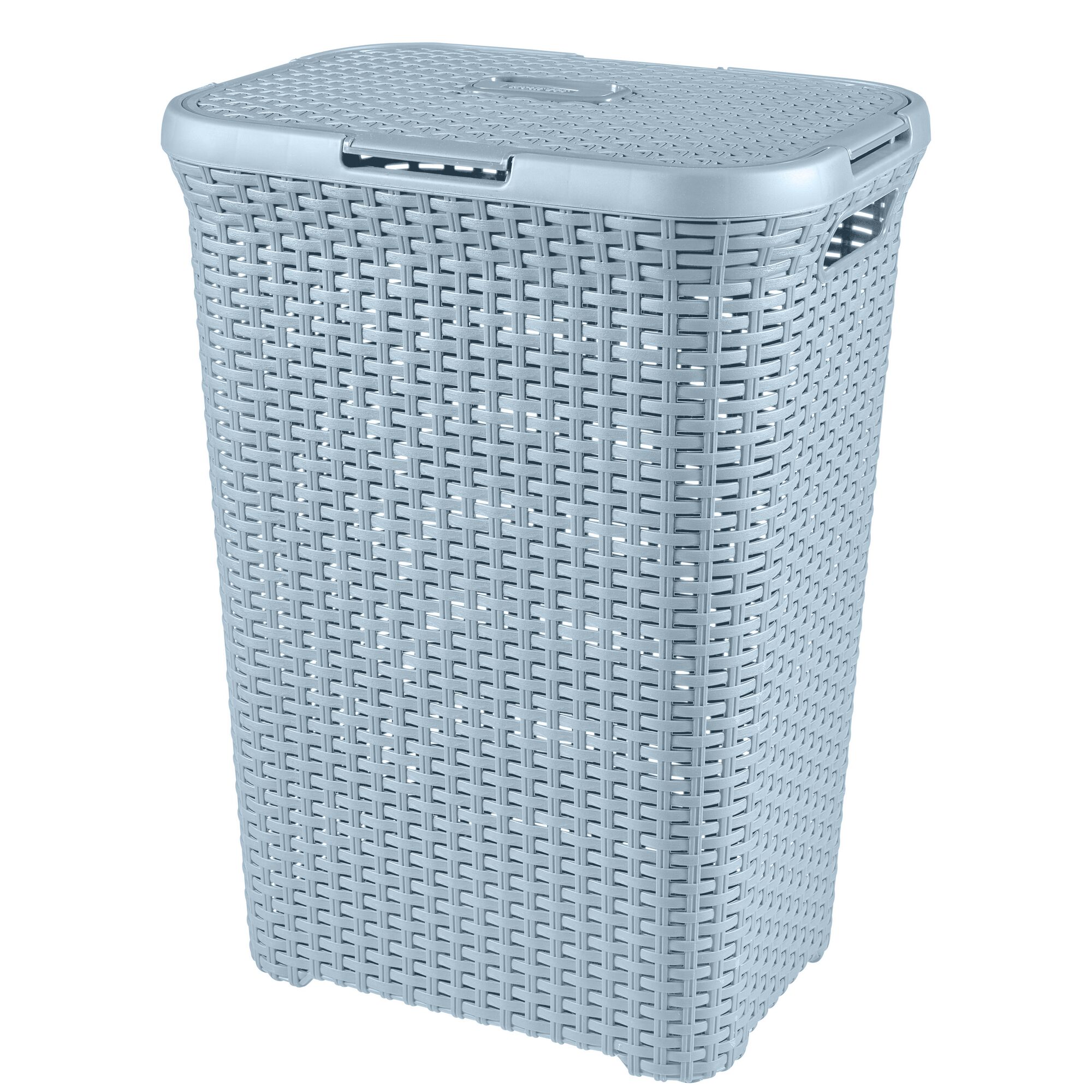 Blaue Wäschebox mit Deckel