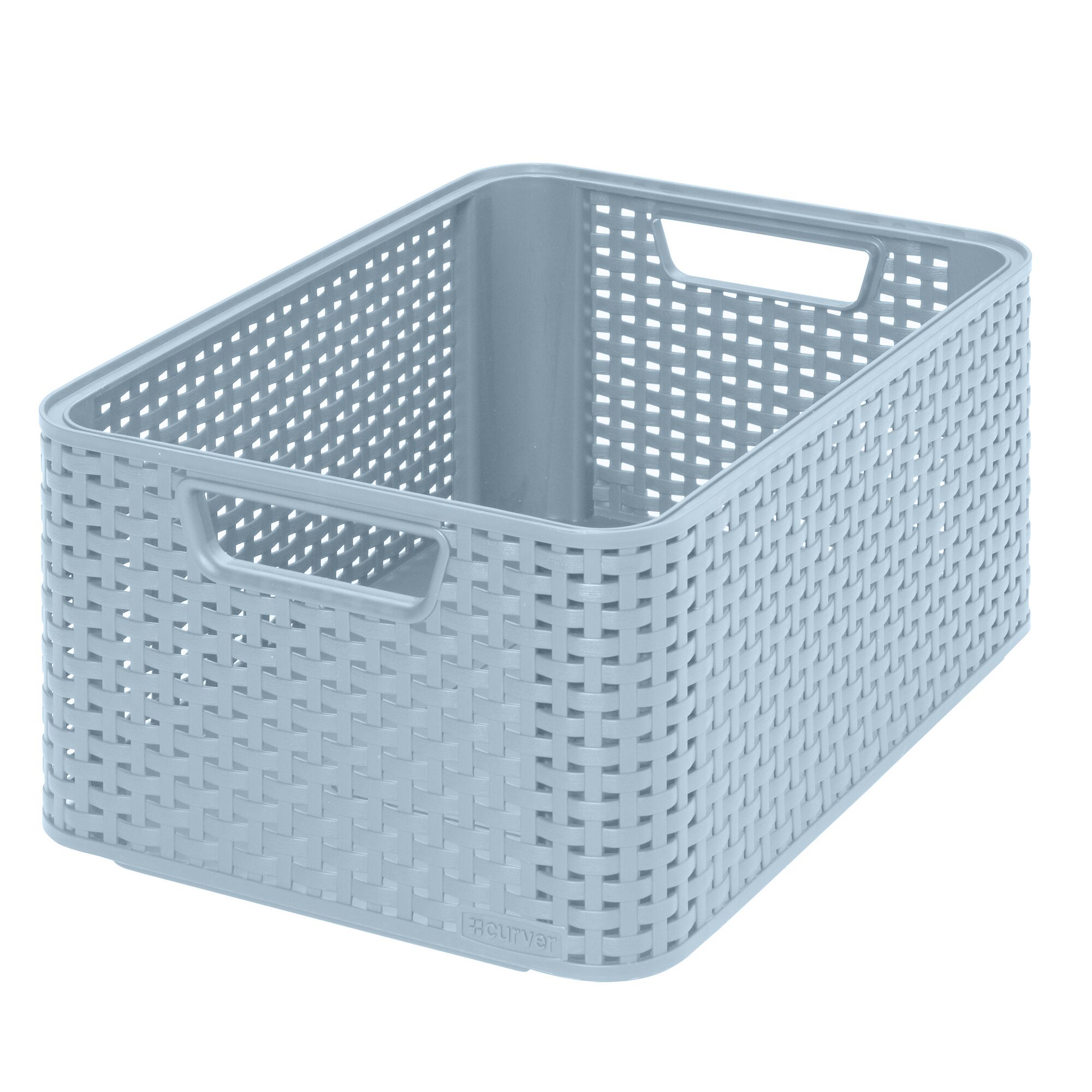 Blaue Plastikbox mit Griffen