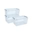 Drei transparente Plastikboxen mit Deckel