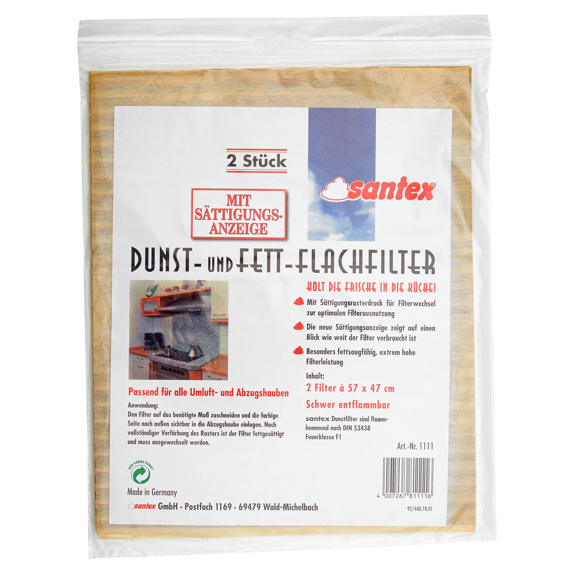 Santex Dunst- und Fett-Flachfilter