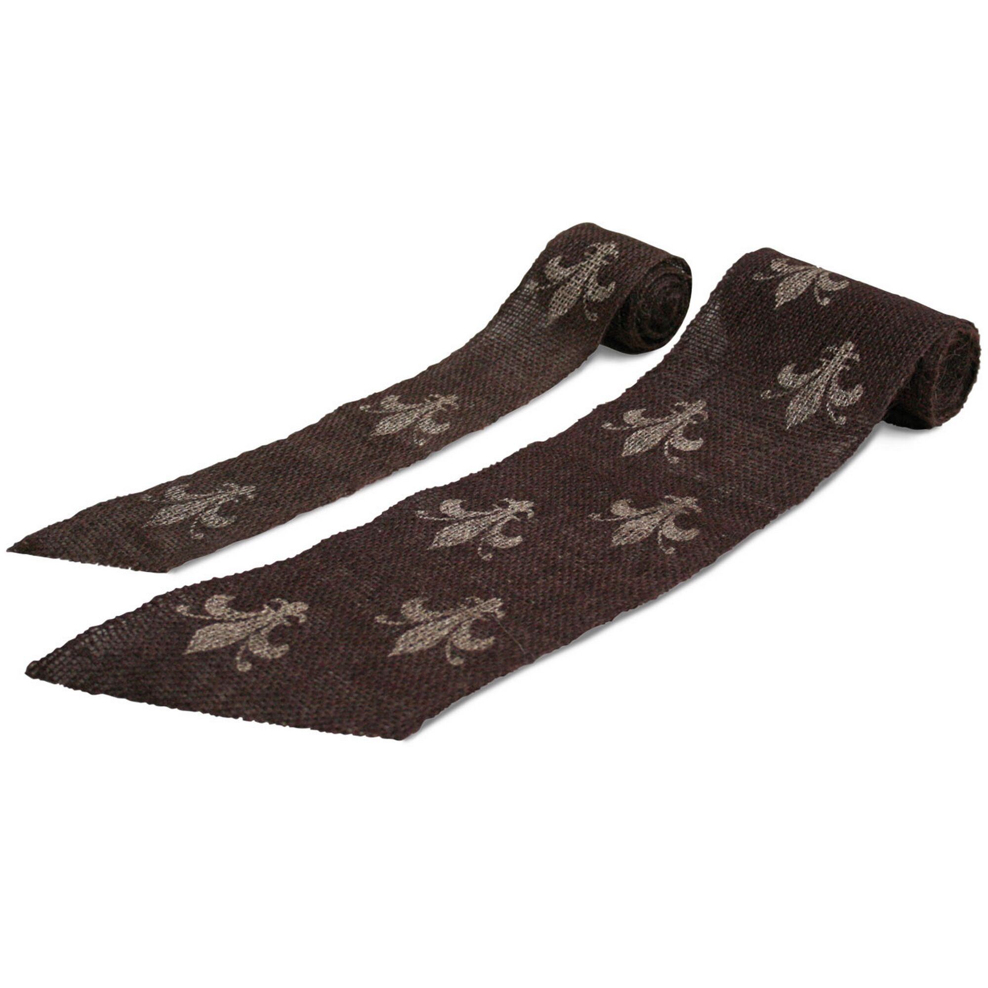 Zwei Rollen Juteband mit Lilienmuster