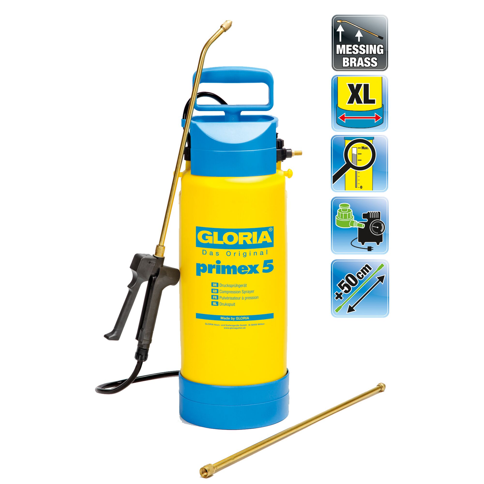 Drucksprühgerät Primex 5 von GLORIA mit Messinglanze