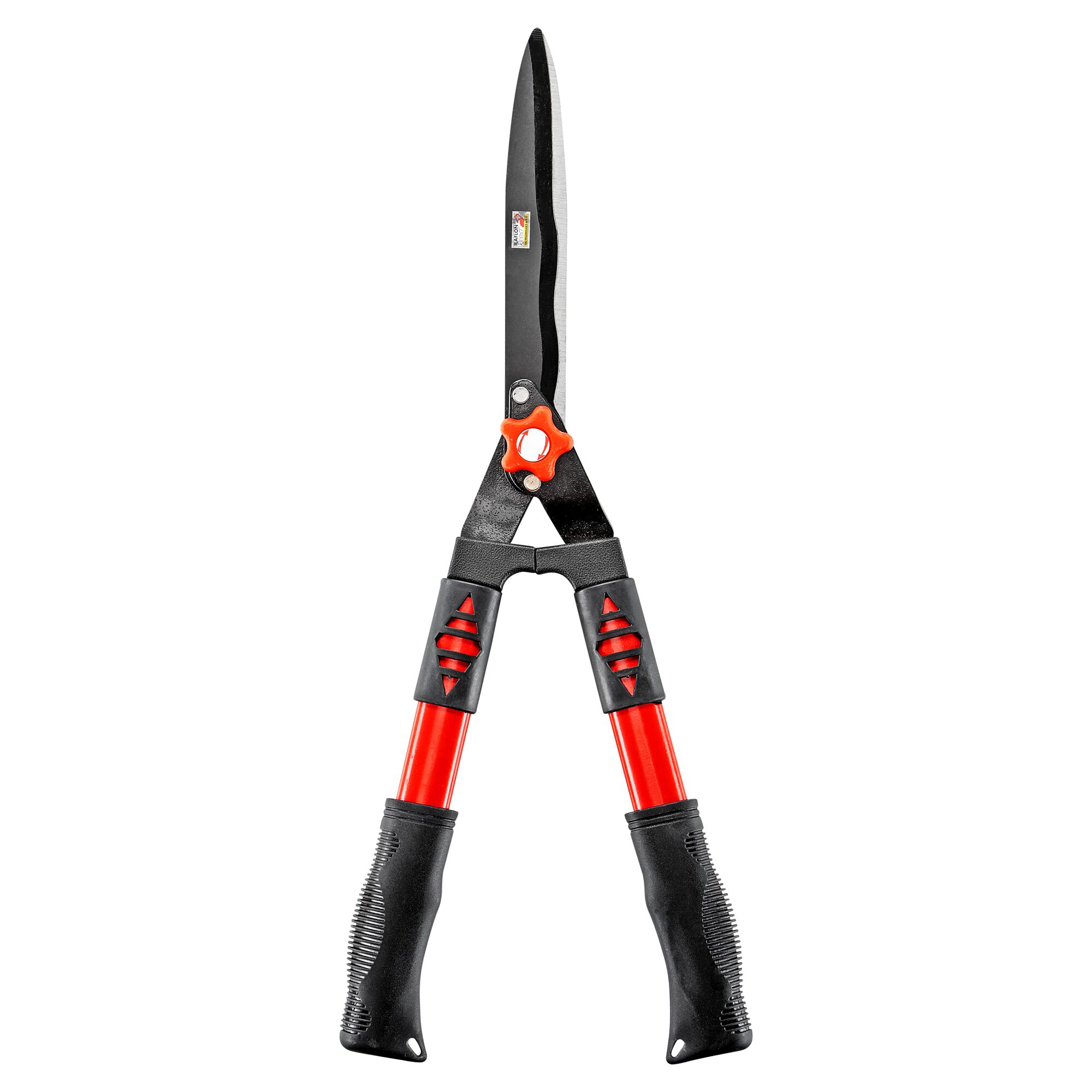 Heckenschere mit roten Griffen