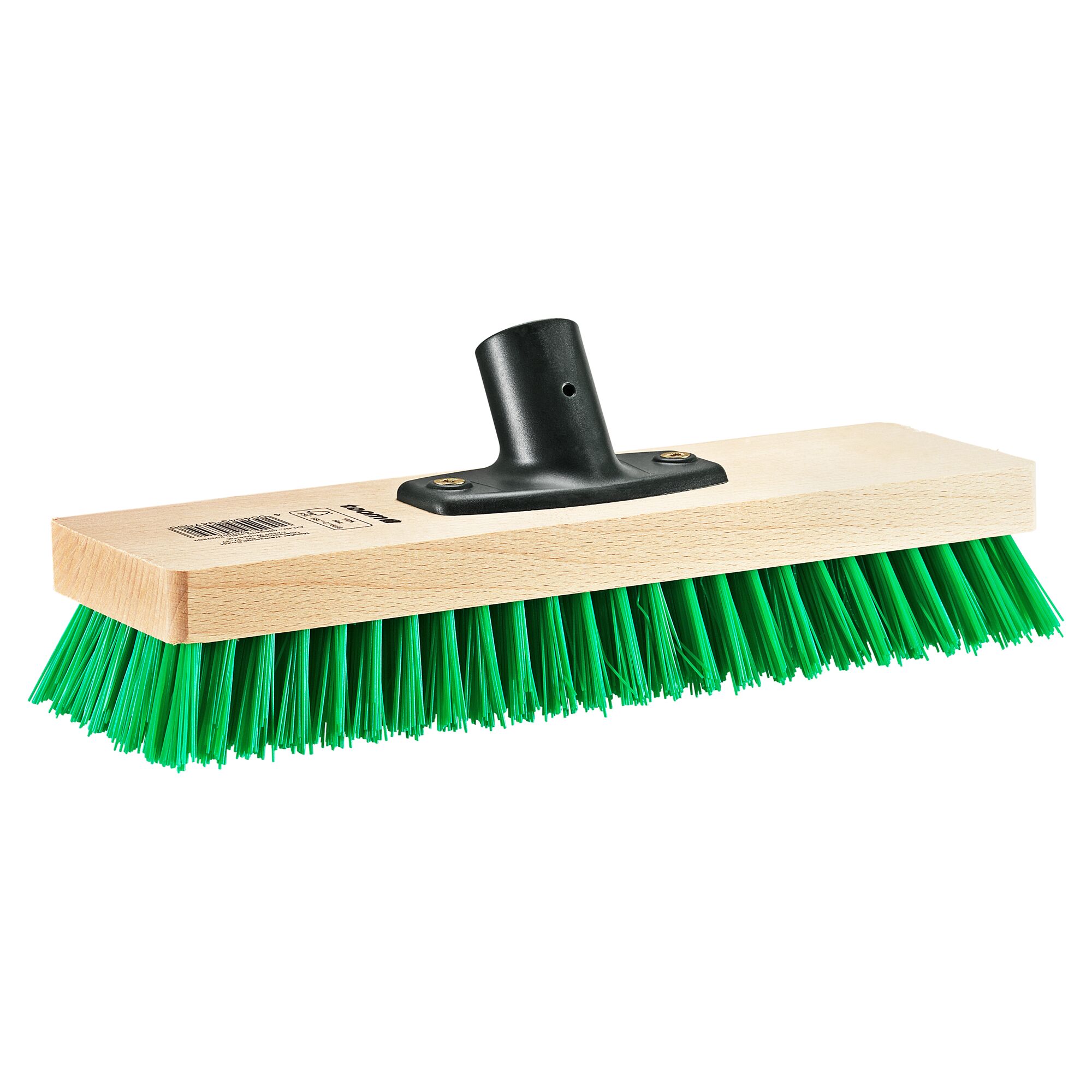 Grüner Terrassenschrubber mit Holzrücken